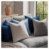 MIULEE 24x24 Inch Euro Sham Velvet Pillow Covers, Set of 2 Large Square Decorative Pillows - Dark Blue Super Soft for King Bed, Sofa, Couch, Accent Chairs - Retail: $24