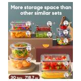 60 PCS Food Storage Containers with Lids Airtight, (30 Lids & 30 Containers) Leak proof Containers Set for Kitchen, Meal Prep, BPA-Free, PVC-Free Plastic, Microwave/Dishwasher Safe, Extra Labels & Pen