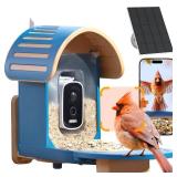Smart Bird Feeder with Camera, 2.5K UHD Bird Feeder Camera Solar Powered, Sensitive AI Identification, Instant Alerts Capture Video, IP66 Waterproof for Outdoor, Ideal Gift, Blue - Retail: $73