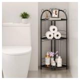 Corner Bathroom Shelf Metal Short Corner Stand Shelf Black Small Bathroom Storage Corner Shelf Unit for Toilet Shower Room 3 Tier - Retail: $30