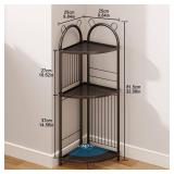 Corner Bathroom Shelf Metal Short Corner Stand Shelf Black Small Bathroom Storage Corner Shelf Unit for Toilet Shower Room 3 Tier - Retail: $30
