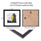 BSRHOME 12x12 Picture Frame Set of 9, Display Pictures 8x8 with Mat or 12x12 without Mat, Multi Collage Gallery Square Photo Frames for Wall or Tabletop, Black - Retail: $38