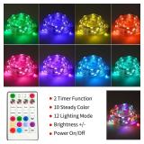 2 Pack Fairy Lights Battery Operated Color Changing String Lights with Remote, 16.4FT Twinkle Lights USB Plug or Battery Powered, Outdoor Christmas Decorations for Bedroom Wedding Party Indoor - Retai
