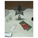 YAUNGEL Christmas Tree Topper, Star Tree Topper with 40 LED and Remote Control Battery Operated Warm Lights Treetop Christmas Decorations, Indoor Home Decor, 10IN Silver - Retail: $17