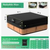 Uirway Square Hot Tub Cover 76 x 76 x 20 Inch [2025 Upgraded 600D Heavy Duty Fabric] Waterproof Outdoor SPA Covers for Hot Tub, New Super Windproof Straps, Hot Tub Winter Cover Protector with Anti-UV 