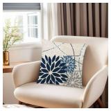 COMMINY Blue White Pillow Covers 18x18 Set of 6, Daisy Flower Throw Pillow Cover Case Square Cushion Cover for Sofa Bedroom Living Room Farmhouse Home Decor - Retail: $22