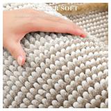 BSICPRO Bathroom Rugs and Mats Sets, 2 Piece Thick Absorbent Chenille Non Slip, Soft Shaggy Floor Mats, Machine Washable (Light Taupe, 20" x 47" Plus 16" x 24") - Retail: $30