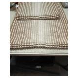 BSICPRO Bathroom Rugs and Mats Sets, 2 Piece Thick Absorbent Chenille Non Slip, Soft Shaggy Floor Mats, Machine Washable (Light Taupe, 20" x 47" Plus 16" x 24") - Retail: $30