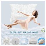 HZYAMZ Mini Travel Neck Pillow, Curved Cotton Fill with Breathable Cover, Lightweight Support for Camping, Backpacking, Flights & Car Travel - Retail: $13