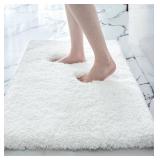 Disolla Small Bathroom Rugs 17x24 Non Slip White Fluffy Bath Mat for Bathroom Floor Machine Washable Plush Luxury Bath Rug for Tub Soft Shaggy Absorbent Shower Mat - Retail: $16