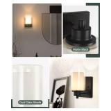 Eietonte 2 Pack Bath Vanity Light Fixtures 1-light, Indoor Black Wall Light with Dual Glass Shade, Farmhouse Bathroom Wall Scone, Vintage E26 Bese Wall mount Lighting for Porch Bedroom Entryway Stairs