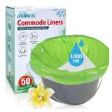 Commode Liners for Bedside Commode with Super Absorbent Pad 50 Pack Disposable Bags Universal Fit All Standard Toilet Chair Bucket - Retail: $19