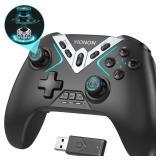 Dual Hall Effect PC Controller-Enhanced Wireless Bluetooth Controller with Hall Joysticks & Triggers & Joystick Speed Down for PC Windows/iPhone/Android/Switch/Steam/TV (With USB Dongle & Phone Clip) 