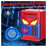 Wrystte Spider Piggy Bank for Kids,Electronic Money Box with Fingerprint,ATM Safe Coin&Cash Saving Box,Kids Toys for Age 4 5 6 7 8,Christmas Birthday Gifts for 9 10 11 12 Year Old Boys Girls(Blue) - R