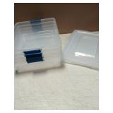 Party Club of America Clear Plastic Storage Bins with Lids Stackable Storage Box for Crafts, Supplies (Large 4Pack Blue) - Retail: $30