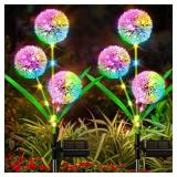 BONLION 4 Pack Solar Garden Lights Decor: Upgraded Outdoor Lights - Colorful Dandelion Flower Light - Bright Solar Lights with 36 LED for Women Yard Pathway Outside Decorations