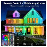 LITSOUL 300FT Permanent Outdoor Lights for House Waterproof, Smart RGB Eave LED Lighting with 16 Million Colors, IP67 Outdoor Strip Lights for Christmas Halloween Holiday Daily Decorations (300FT)