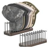 Mkono Hat Organizer for Baseball Caps, Set of 2 Hat Holder for 20 Baseball Caps, Tabletop Hat Rack Stand Hat Storage Display Baseball Cap Organizer for Desk Closet Shelf Dresser - Retail: $25