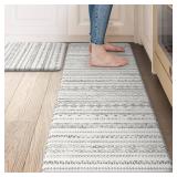 Ailsan Anti Fatigue Mats for Kitchen Floor,Coshioned Kitchen Mats for Floor 2 Piece,Boho Kitchen Mat Rug Waterproof,Moroccan Kitchen Sink Mat for Office Laundry, Light Grey - Retail: $33