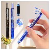 Protectivemethod Fountain Pen Retractable: 0.38mm Blue&black Ink Transparent Barrel Includes 5 Refillable Ink Cartridges,Press Fine Nib Fountain Pen Set for,Smooth Writing No Leaking (Dark blue rod)