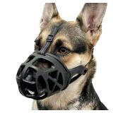 BARKLESS Dog Muzzle, Basket Muzzle for Biting, Chewing and Scavenging, Humane Cage Mouth Cover, Perfect for Grooming and Training Large Aggressive Reactive Dogs (L, Black) - Retail: $22