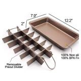 Brownie Pan with Dividers, Non-Stick Backing Pan, 18 Pre-slice All Edges, Muffin and Cupcake for Baking, Brownie Bites - 12 X 8 X 2 Inches - Retail: $20