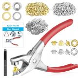 803Pcs Grommet Eyelet Pliers Kit, 1/4 Inch Grommet Tool Kit with 800 Metal Eyelets, Grommet Hand Press kit for Leather Crafts(Inside Dia: 6.4mm/Outer Dia: 12mm (A.I.S.)/Flange Width: ~3mm) - Retail: $