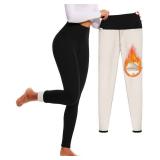 FULLSOFT Fleece Lined Leggings for Women Thick High Waisted Winter Warm Yoga Pants Workout Tummy Control Thermal Warm Leggings(Black,Small) - Retail: $20