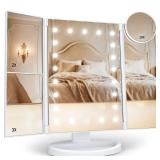 HUONUL Makeup Mirror, Vanity Mirror with Lights, 2X/3X/10X Magnification, Touch Control, Trifold, Dual Power Supply, Valentines Day Gifts for Her,Gifts for Women, Wife, Mom, Girls,Dorm Room Essentials