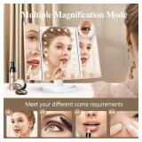 HUONUL Makeup Mirror, Vanity Mirror with Lights, 2X/3X/10X Magnification, Touch Control, Trifold, Dual Power Supply, Valentines Day Gifts for Her,Gifts for Women, Wife, Mom, Girls,Dorm Room Essentials