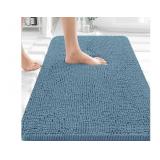 OLANLY Bathroom Rugs 36x24, Extra Soft Absorbent Chenille Bath Rugs, Rubber Backing Quick Dry, Machine Washable Bath Mats for Bathroom Floor, Tub and Shower, Home Decor Accessories, Airy Blue