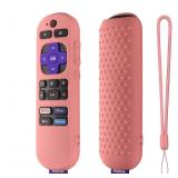 Hi Color Silicone Remote Cover for Roku Streaming Stick 4k, Roku Express 4K+ Remote, Roku Voice Remote (Official) RCA1R 2023,Roku Express Remote Cover with Lanyard(Pink) - Retail: $10