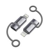 BOUTOP [MFi Certified] USB C to Lightning Adapter Support 36W PD Fast Charging with Anti-Loss Design Compatible with iPhone Gray -2 Pack - Retail: $7