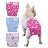 CuteBone Washable Dog Diapers Female No Tail Hole 3 Pack Reusable Doggie Period Training Pants for Docked-Tail Frenchie French Bulldog Boston Terrier Without Tail WWD15S - Retail: $16