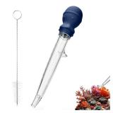 U-Taste Aquarium Pipette Cleaner: 1.5oz Coral Feeder for Fish Tank Cleaning, Manual Feeding Tube, Food Grade Siphon Dropper, Waste Remover with Strong Suction & Stand & Brush (11.98in, Midnight Blue) 