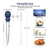 U-Taste Aquarium Pipette Cleaner: 1.5oz Coral Feeder for Fish Tank Cleaning, Manual Feeding Tube, Food Grade Siphon Dropper, Waste Remover with Strong Suction & Stand & Brush (11.98in, Midnight Blue) 