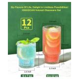 ISMASOAN Hobnail Drinking Glasses Set of 12, Stackable Glasses 12 oz and 7 oz, Bubble Glasses Drinking, Vintage Glassware, Beaded Glassware, Highball Glasses, Gift Box Set - Retail: $27