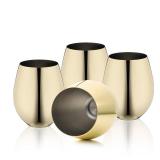WOTOR Gold Wine Glasses Set of 4, 18oz Unbreakable Gold Goblet, Stemless Stainless Steel Wine Glass, Metal Wine Glass for Outdoor, Travel, Camping, Pool, Ideal Gift for Wine Lovers - Retail: $29