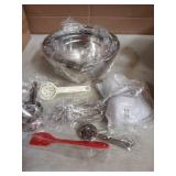 5-Speed Electric Hand Mixer, 4 Large Mixing Bowls Set, Handheld Mixers with Whisks Beater, Stainless Steel Metal Nesting Bowl Measuring Cups Spoons Kitchen Cake Blender for Baking Supplies - Retail: $