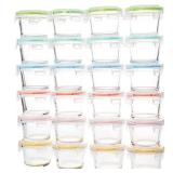 YARYOUNG 24 Pack 4oz MINI Glass Food Storage Containers with Airtight Locking Lids, Glass Food Jars for Condiments, Snacks, Jams, and More - Dishwasher Safe, Round
