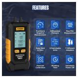 AUTOOL Manometer Gas Pressure Tester, Digital Manometer HVAC, 6 Units Differential Dual Port Pressure Gauge -101 to 200Kpa, Data Zeroing with Backlight LCD Display - Retail: $41