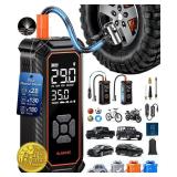 OlarHike Cordless Tire Inflator Portable Air Compressor, Dual Power Mode - 9000 mAh & 12V DC, Air Pump for Car Tires, Motorcycle, Bicycle, Electric Pump with LED Light & Digital Pressure Gauge - Retai