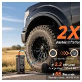 OlarHike Cordless Tire Inflator Portable Air Compressor, Dual Power Mode - 9000 mAh & 12V DC, Air Pump for Car Tires, Motorcycle, Bicycle, Electric Pump with LED Light & Digital Pressure Gauge - Retai