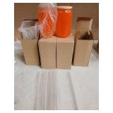 PYD Life Sublimation Glass Cans Blanks Frosted 18 OZ with Bamboo Lid and Clear Glass Straw Beer Cans Wide Mouth Jar Tumbler Cups Mugs for Iced Coffee,Juice,Soda,Drinks,Beer(6-pack, Orange)