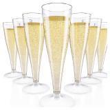JOLLY CHEF 100 Pack Plastic Champagne Flutes Disposable 4.5 oz Clear Plastic Champagne Glasses Suitable for Wedding, Thanksgiving Day, Christmas - Retail: $25