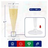 JOLLY CHEF 100 Pack Plastic Champagne Flutes Disposable 4.5 oz Clear Plastic Champagne Glasses Suitable for Wedding, Thanksgiving Day, Christmas - Retail: $25