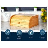 ROYALHOUSE Natural Bamboo Roll Top Bread Box Kitchen Food Storage - Assembly Required - Retail: $23