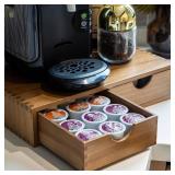 Wooden K Cup Organizer Coffee Pod Storage Box, Coffee Pods and Tea Organizer Holder, K Pod Drawer Coffee Maker Machine Stand, Organizador De Cafe, Kcup Drawer Organizer Under Brewer, 30 Pod Capacity -