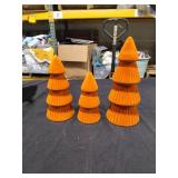 Christmas Decorations Indoor- 3 Pcs Velvet Christmas Tree,Modern Cone Ceramics Christmas Decor Tabletop Winter Home Minimalist for Holiday Entryway Table Mantel Centerpiece(Orange) - Retail: $29