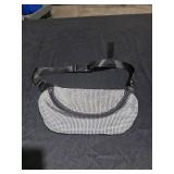 Silver Mesh Rhinestone Fanny Pack with Black Cloth Strap and Black Buckle - Retail: $30